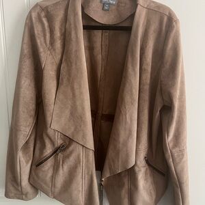 Market & Spruce Tan Blazer with Waterfall Collar